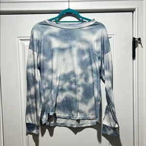 Blue and White Tie-Dye Long Sleeve Shirt Size M